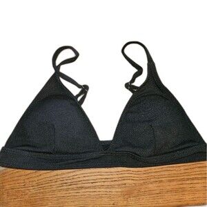 Junior Womens Black Triangle Bikini Top Size Large Swimwear Like New Condition